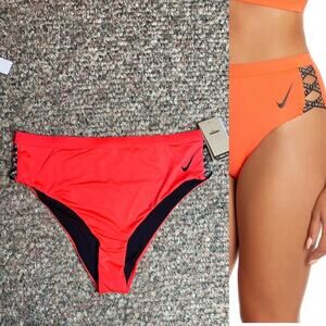 NWT Nike sneakerkini high waist swim bottoms in red orange